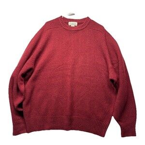 VTG Heather & Tweed Sweater Mens XXL Red Shetland Wool Ribbed Casual Warm Crew
